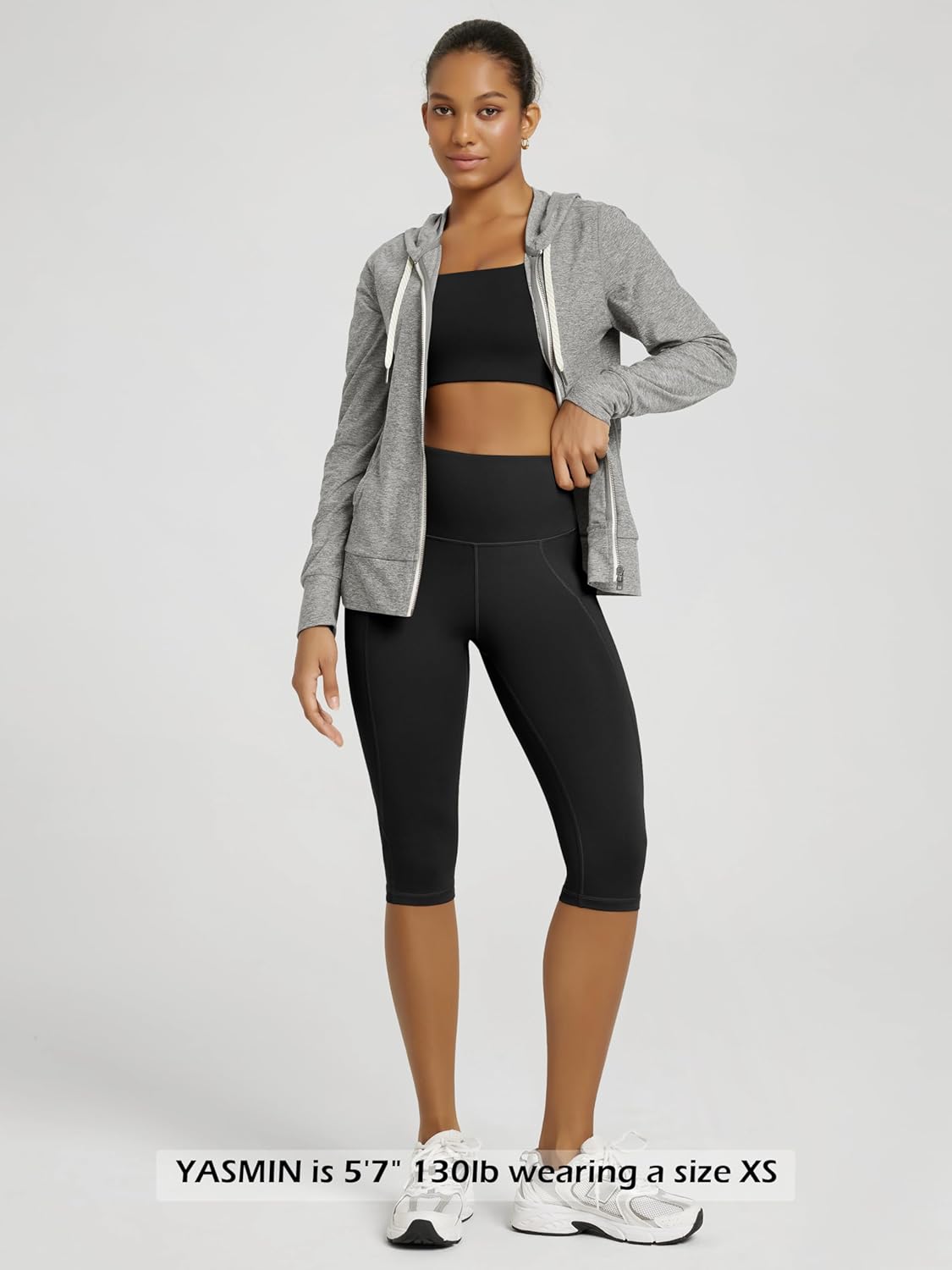 ODODOS Women's High Waisted Yoga Capris - Tummy Control, Non-See-Through Leggings with Pockets | Athletic Running Wear