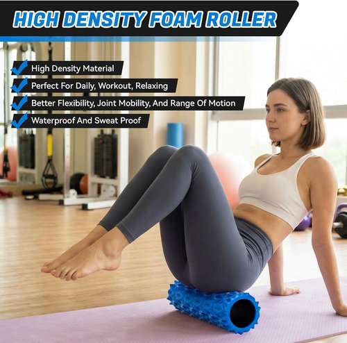 Foam Roller - High Density Deep Tissue Massager | 15-Inch Patented Design for Muscle Relief (Blue)