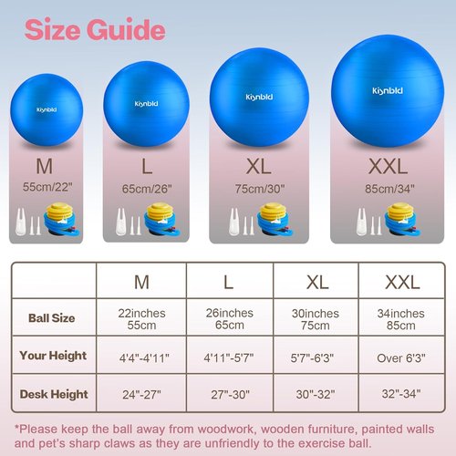 Extra Thick Exercise Ball by [Brand Name] - Anti-Burst Stability Ball for Home, Office & Gym | 4 Sizes Available