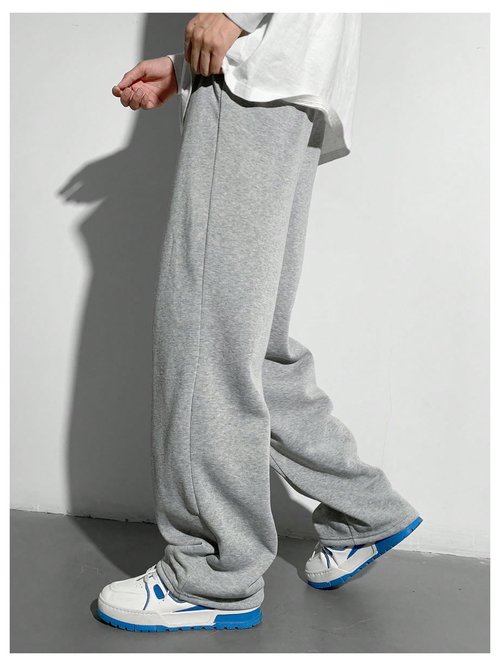 RoseSeek Boy's Baggy Pants Letter Elastic High Waisted Wide Leg Sweatpants Athletic Track Pants Joggers Grey 12Y