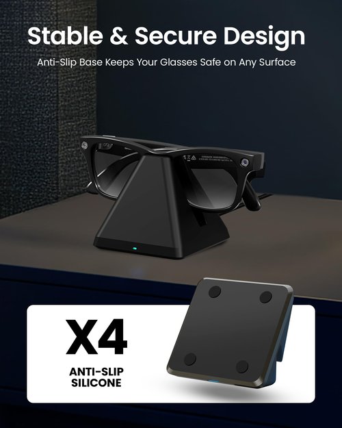 Charging Station Compatible with Ray-Ban（Gen 1 & Gen 2）& Oakley Meta Smart Glasses – Safe & Stable Charger with Proprietary Handshake Protocol, Accessories for Wayfarer, Headliner, Skyler, HSTN