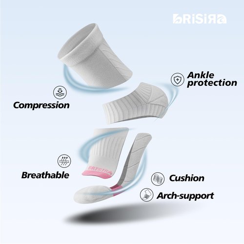 BRISIRA Coolmax Bamboo Viscose Running Compression Quarter Socks Women Moisture Wicking Anti Blister Athletic Ankle Cushion