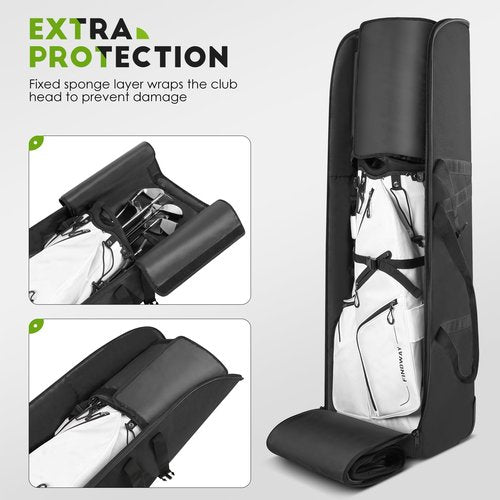 Findway Golf Travel Bag for Airlines 900D Heavy Duty Oxford Golf Travel Case with Wheels, Golf Travel Cover with Club Protector Liner for Men Women