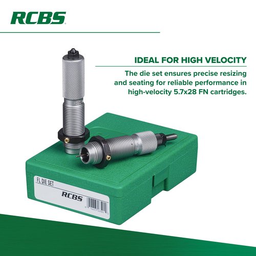 RCBS Full-Length Die Set 5.7x28 FN, Reloading Die Set for High Velocity 5.7x28mm FN Cartridges