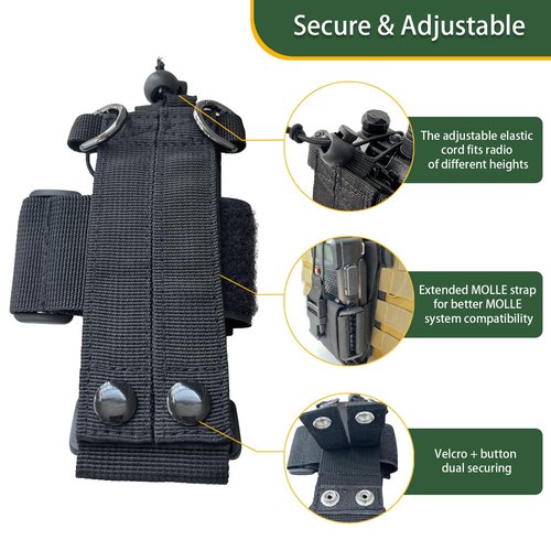 Tactical MOLLE Radio Pouch Holster - Universal Fit for Duty Belt & Vest, Adjustable for Most Walkie Talkies