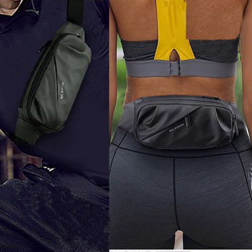 Waterproof Fanny Pack for Men & Women, Travel Fanny Pack Cross Body Sling Bag Crossbody Belt Bag Chest Anti Theft Waist Pack Purse Small for Outdoor, Cycling, Hiking, Running, Phone Holder-Black