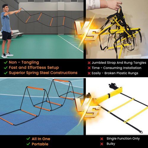 Agility Ladder, Speed Ladder, Agility Ladder Speed Training Equipment, Football Ladder, Footwork Ladder, Training Ladder For Footwork, Foldable Quick Assembly & Non - Tangling & Storage Bag (8 Rung)
