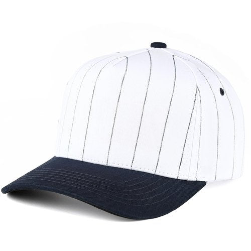 Two Tone Vintage Snapback Hat - Pinstripe - Navy/White