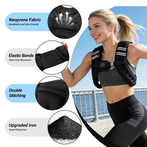 ROBORE Weighted Vest, 8lb/12lb/16lb/20lb Weight Vest with Reflective Stripe for Workout, Body Weight Vests for Women, Men, Strength Training, Running, Fitness, Weight Loss, Weightlifting (12LB)