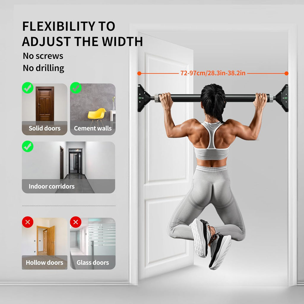 PROIRON Door Pull Up Bar Doorway Frame Chin Up Bar from 28.3in-38.2in,No Screws,Home Gym Upper Body Workout Fitness Equipment,Exercise Hanging Bar Portable,Non-slip Secure Grip,440 LB
