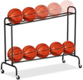 EXTCCT Tilt Basketball Rack Ball Storage Holder - Tilt Basketball Shooting Training Rack, Garage Sports Equipment Organizer, Outdoor and Indoor Rolling Balls Cart with Wheels
