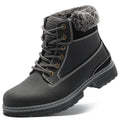 Snow Hiking Winter Boots for Women - Casual Lightweight Combat Work Boots Fur-Lined Ankle Fashion Backpacking Leather Shoes 9, Black
