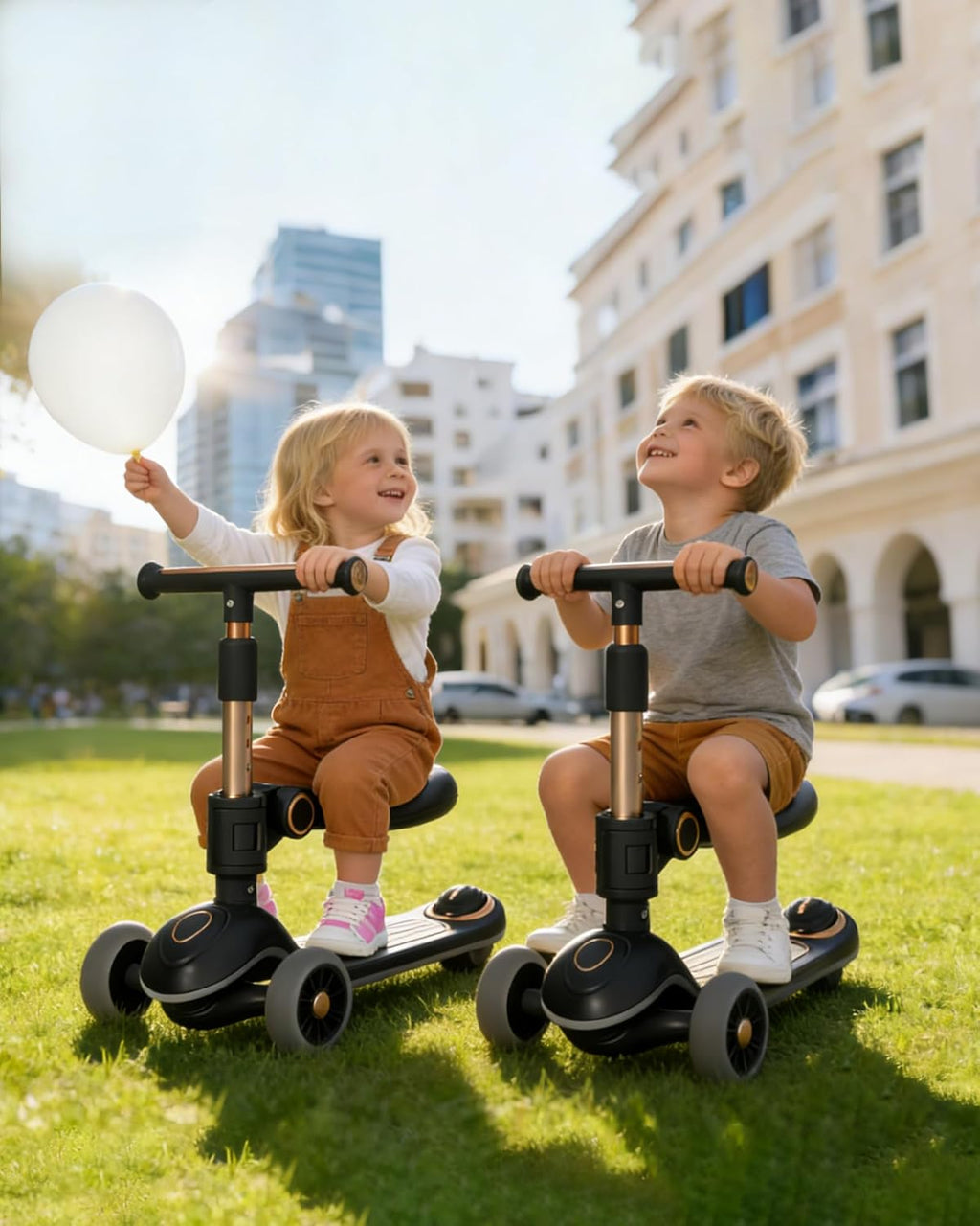 Skiennix 2-in-1 Toddler Scooter - Sit-to-Stand Training for Kids Ages 2-5 | Adjustable Handlebars & Light-Up Wheels