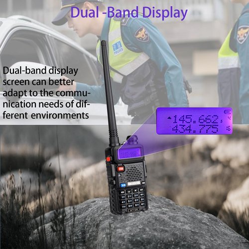 Retevis RT-5R 2 Way Radio Long Range,Walkie Talkies with Shoulder Mic,Dual Band,128CH,Handheld Ham Emergency Radios,1400mAh Rechargeable Two Way Radios,for Hunt Hiking Snowstorm Off-Grid Use(2 Pack)