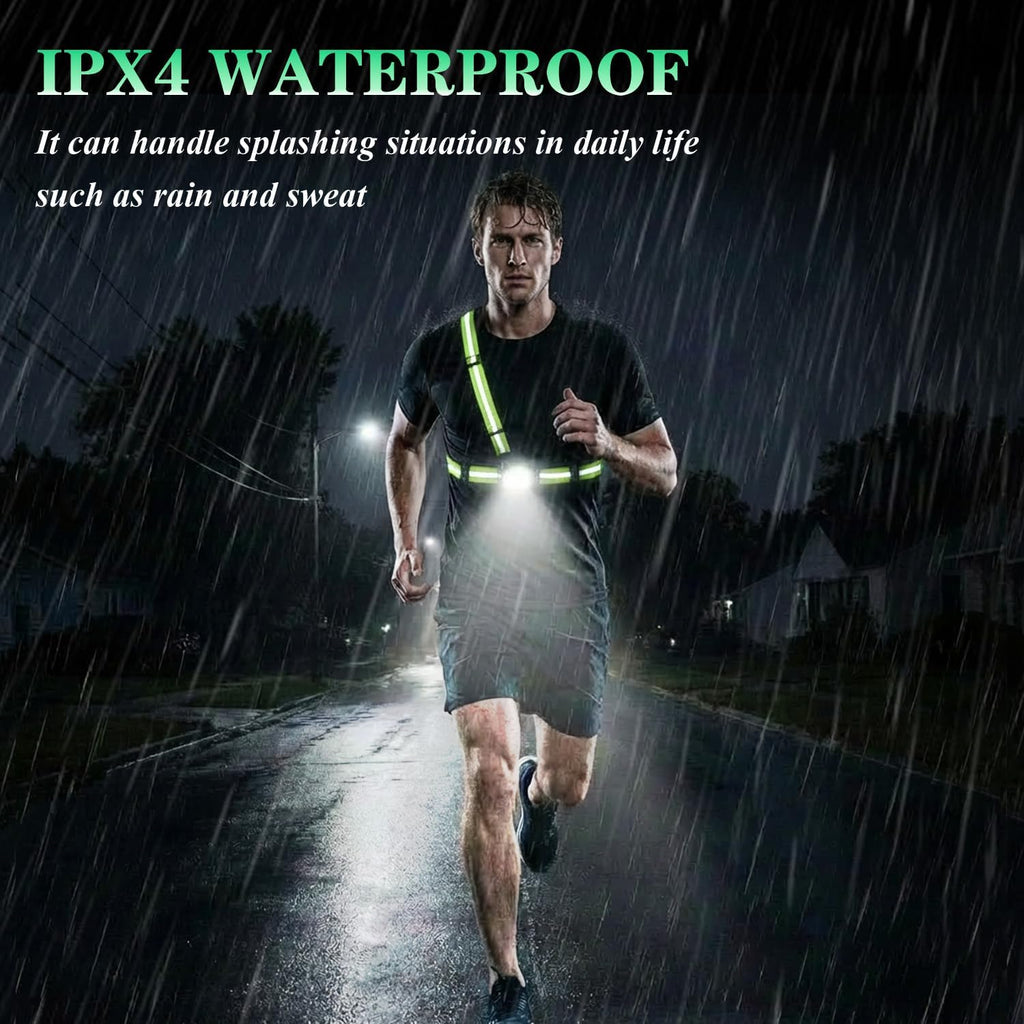 Skiennix Running Lights - 360° High Visibility Rechargeable Vest with Rear Red Warning Light | IPX4 Waterproof