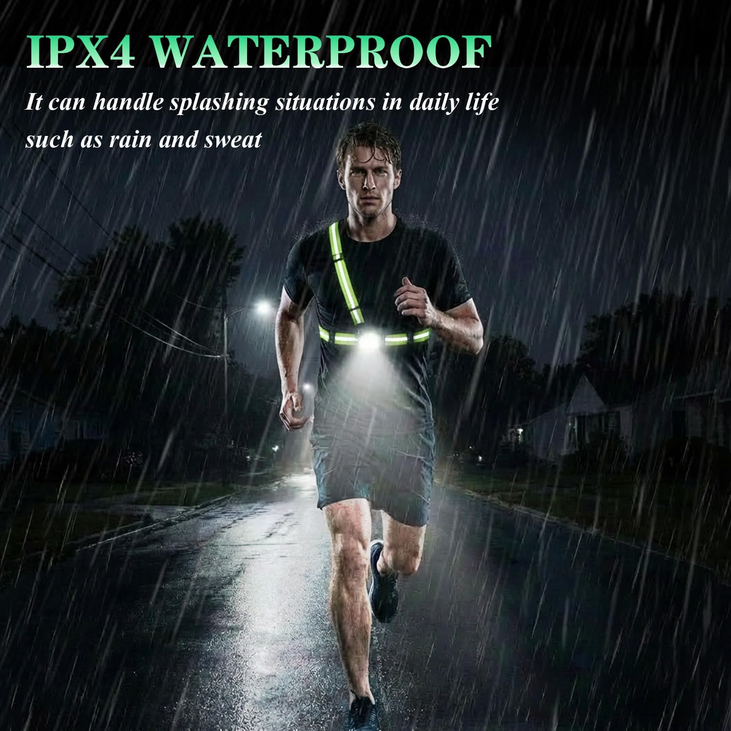 Skiennix Running Lights - 360° High Visibility Rechargeable Vest with Rear Red Warning Light | IPX4 Waterproof