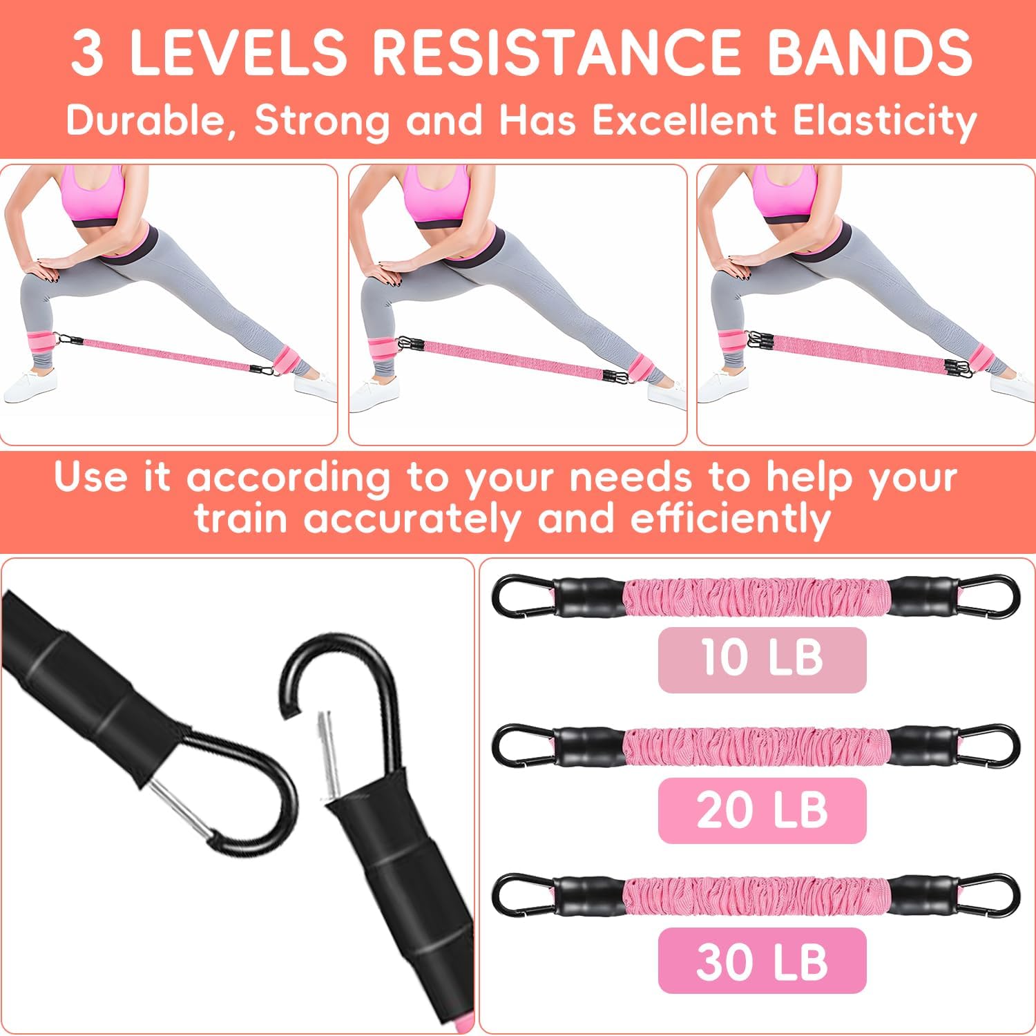 Skiennix Ankle Resistance Bands - 11 Pcs Set with Cuffs for Glutes & Leg Workouts | Ideal for Home Fitness