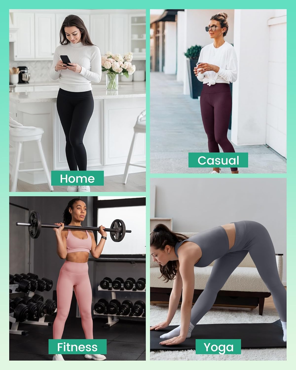 TNNZEET Leggings for Women - Black High Waisted Tummy Control Yoga Pants with Pockets | 3 Pack