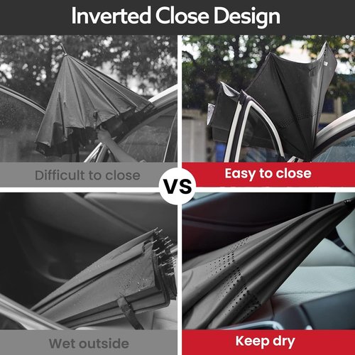 G4Free Inverted Reverse Umbrella - Windproof Double Layer with C-Shaped Handle | 48/62 Inch Size