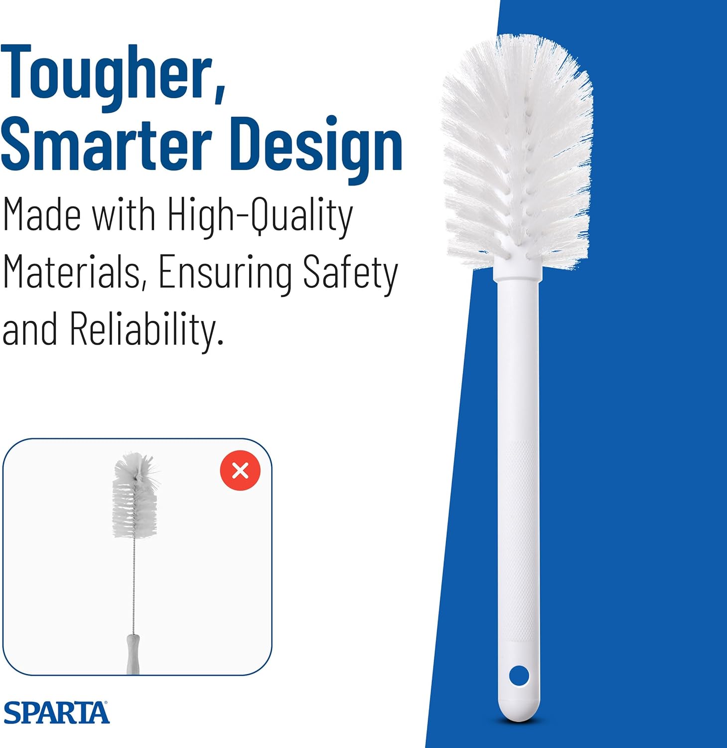 SPARTA Plastic Dish Brush - Lightweight & Break-Resistant Cleaning Tool | 11-Inch, White
