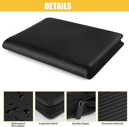 GERMUN Trading Card Binder - Premium 12 Pocket Album for 720 Cards | Double-Sided Carbon Black Cover