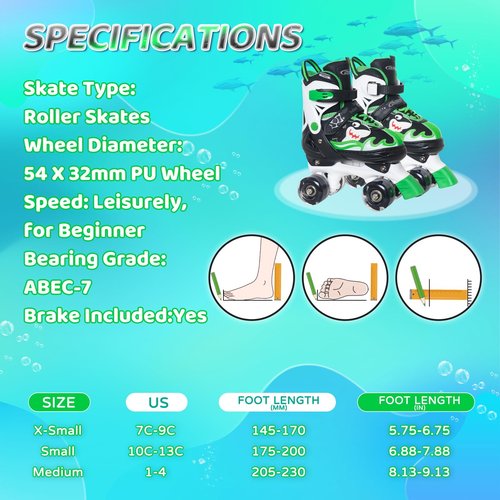 Nattork Roller Skates for Kids, Adjustable Light up Rollerskates for Girls Boys, Green Blue Purple Pink Skates for Toddler,Beginner Kids Roller Skates Indoor Outdoor