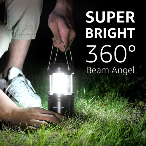 Lepro LED Camping Lantern - Collapsible, IPX4 Water Resistant, Portable Emergency Light | Battery Powered