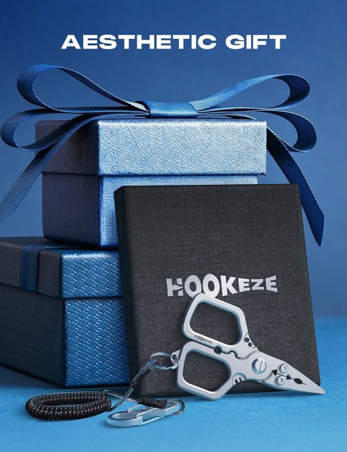 HOOK-EZE Fishing Pliers - Saltwater Resistant Scissors & Knot Tying Tool with Lanyard | Perfect Gift for Men