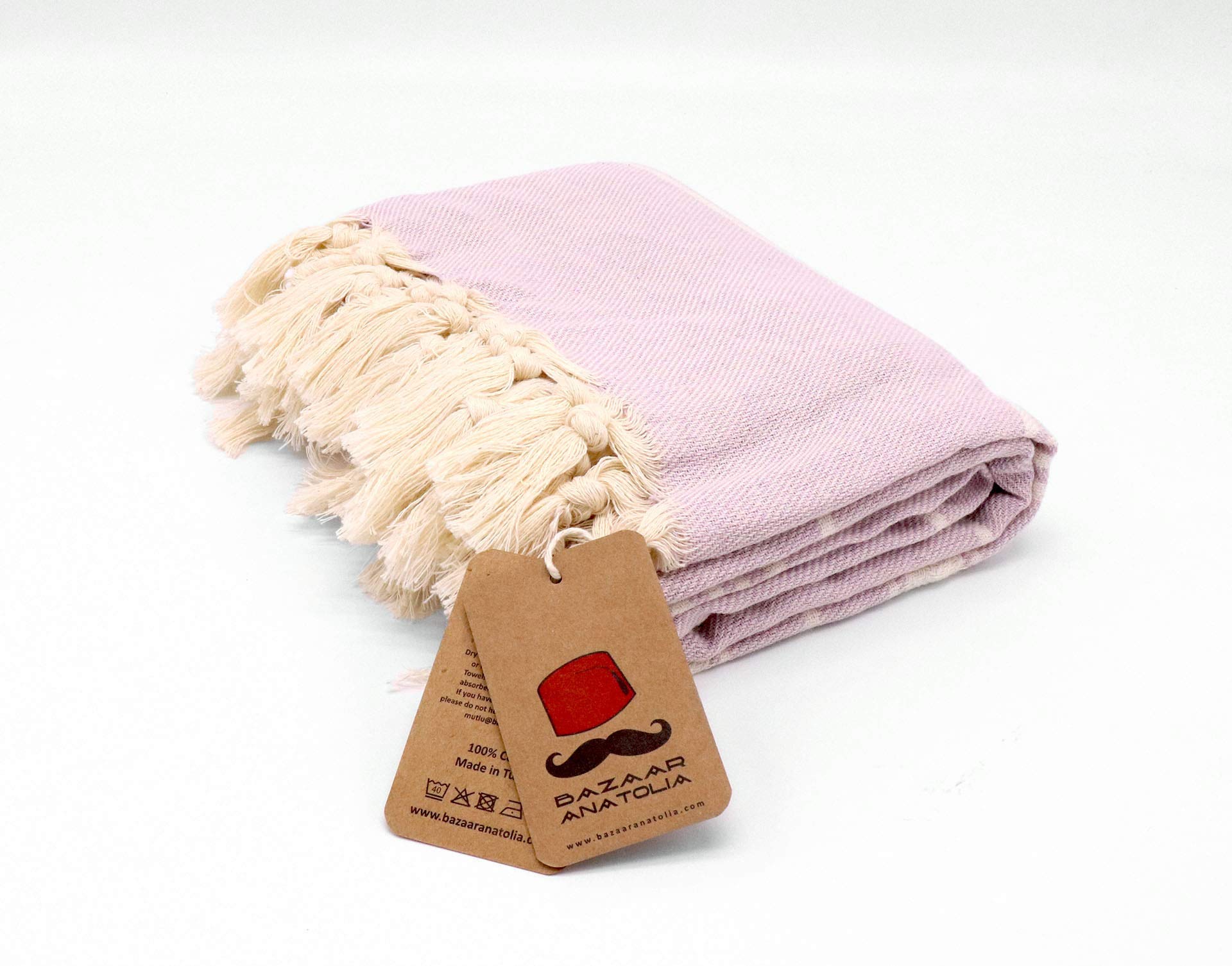 Bazaar Anatolia Turkish Beach Towel – 100% Cotton, Quick Dry, Sand Free Towel for Bathroom, Camping, Travel, Lavender – Oversized 71x39 Inches – Stripe Lilac
