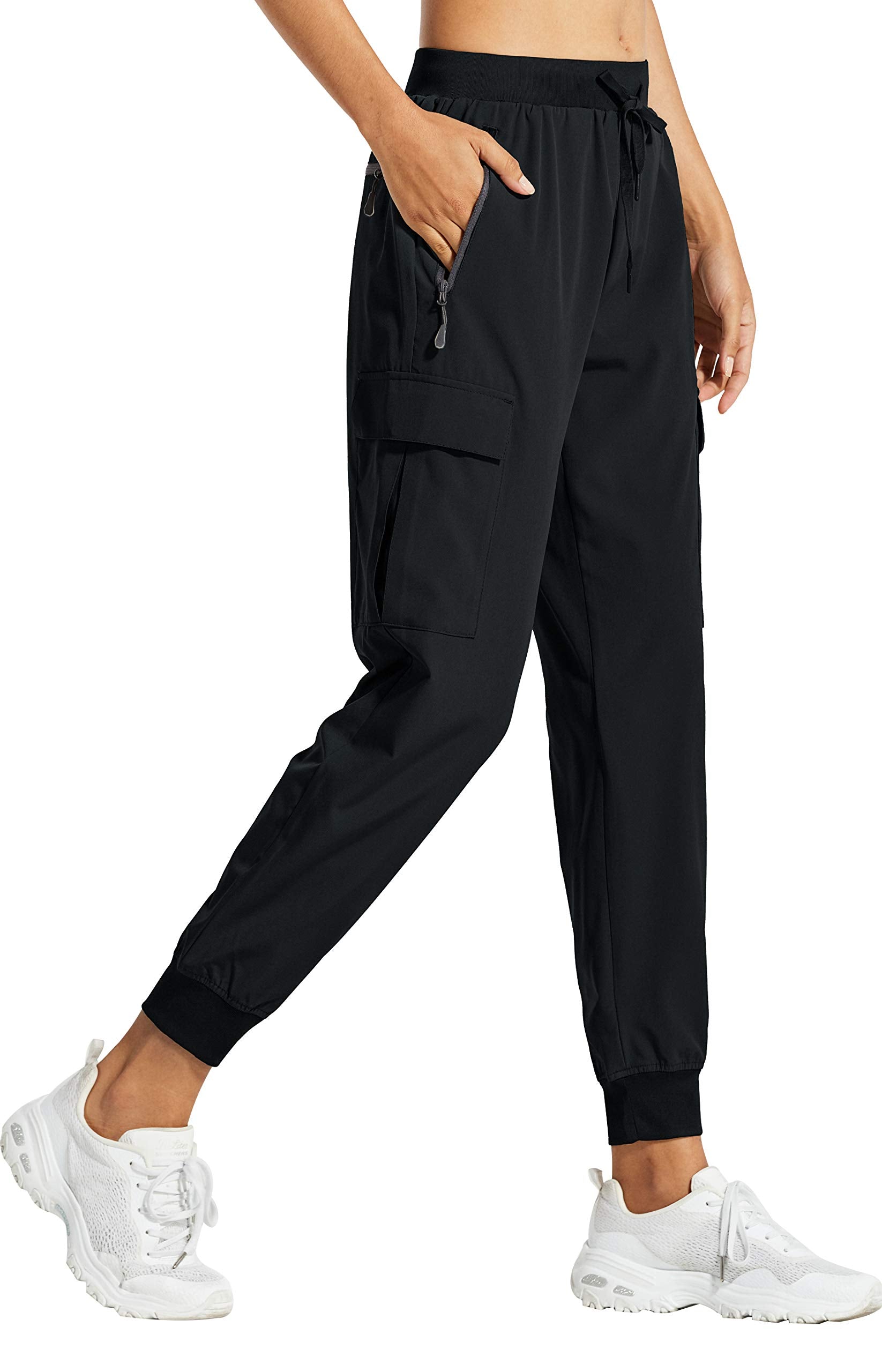 Libin Women's Cargo Joggers Lightweight Quick Dry Hiking Pants Athletic Lounge Casual Travel, Black XL