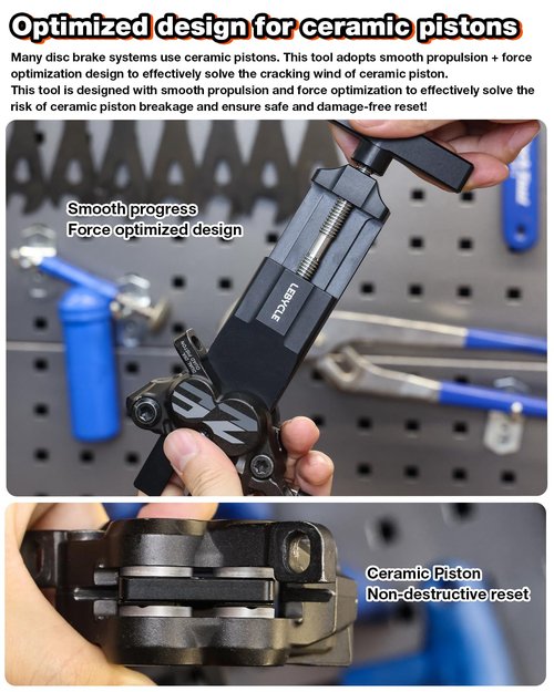 LEBYCLE Bike Piston Reset Tool for 4-Piston Brake Calipers – Parallel Push Design for Even Force & Ceramic Piston Safety, 7075 Aluminum Bicycle Brake Caliper Tool for Shimano & MTB Repairs