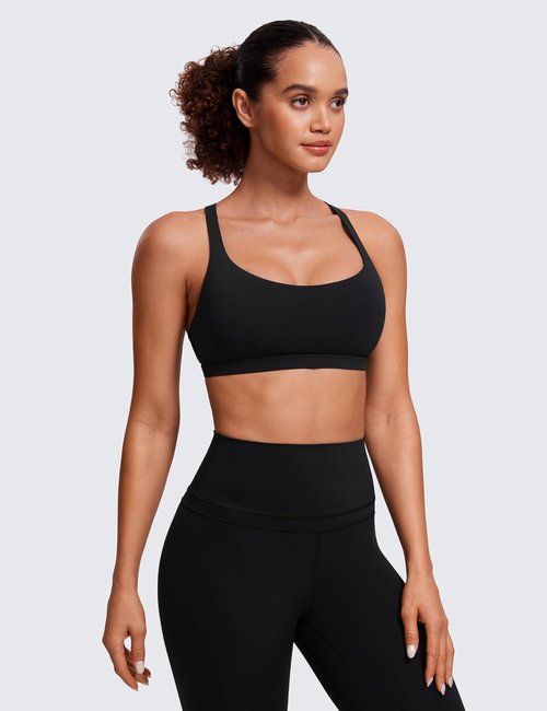 CRZ YOGA Strappy Sports Bra for Women - Wireless Padded Cami with Criss Cross Back Design