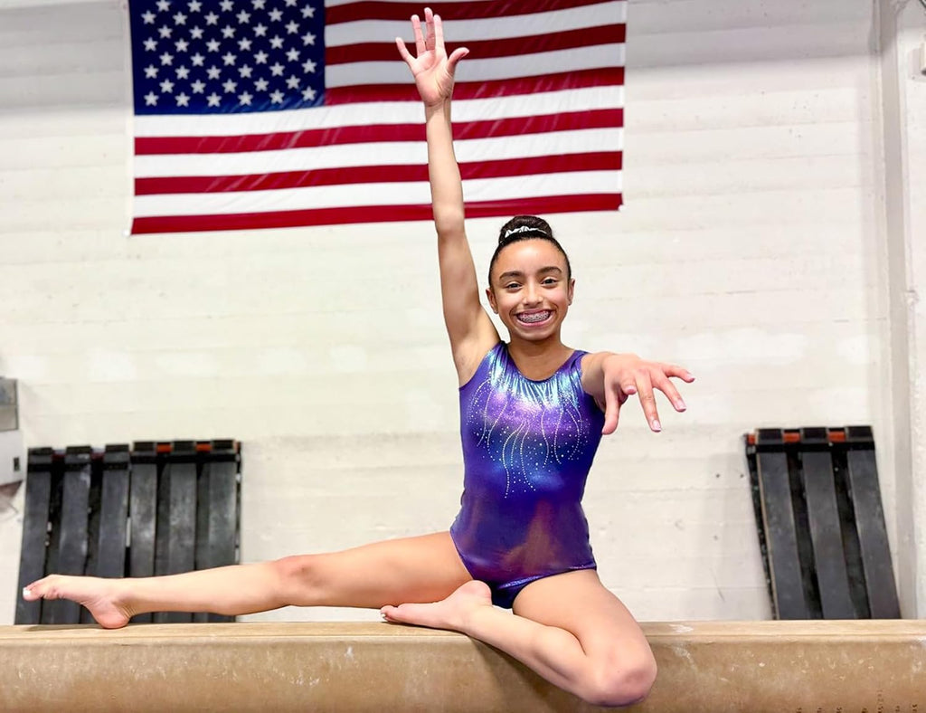 Skiennix Gymnastics Leotards - Sparkly Tumbling Bodysuits with Shorts | Sleeveless Dance Activewear for Girls