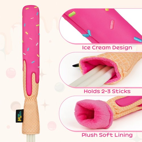 mytag Ice Cream Golf Alignment Stick Headcover Synthetic Leather Holds 2-3 Sticks, Cover for Alignment Sticks Pink