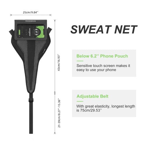 ROCKBROS Bike Sweat Guard Bicycle Trainer Sweat Net with Phone Pouch Bike Sweat Catcher Net Sweat Protector for Indoor Cycling Training Compatible with iPhone 12 11 Phones Below 6.2’’