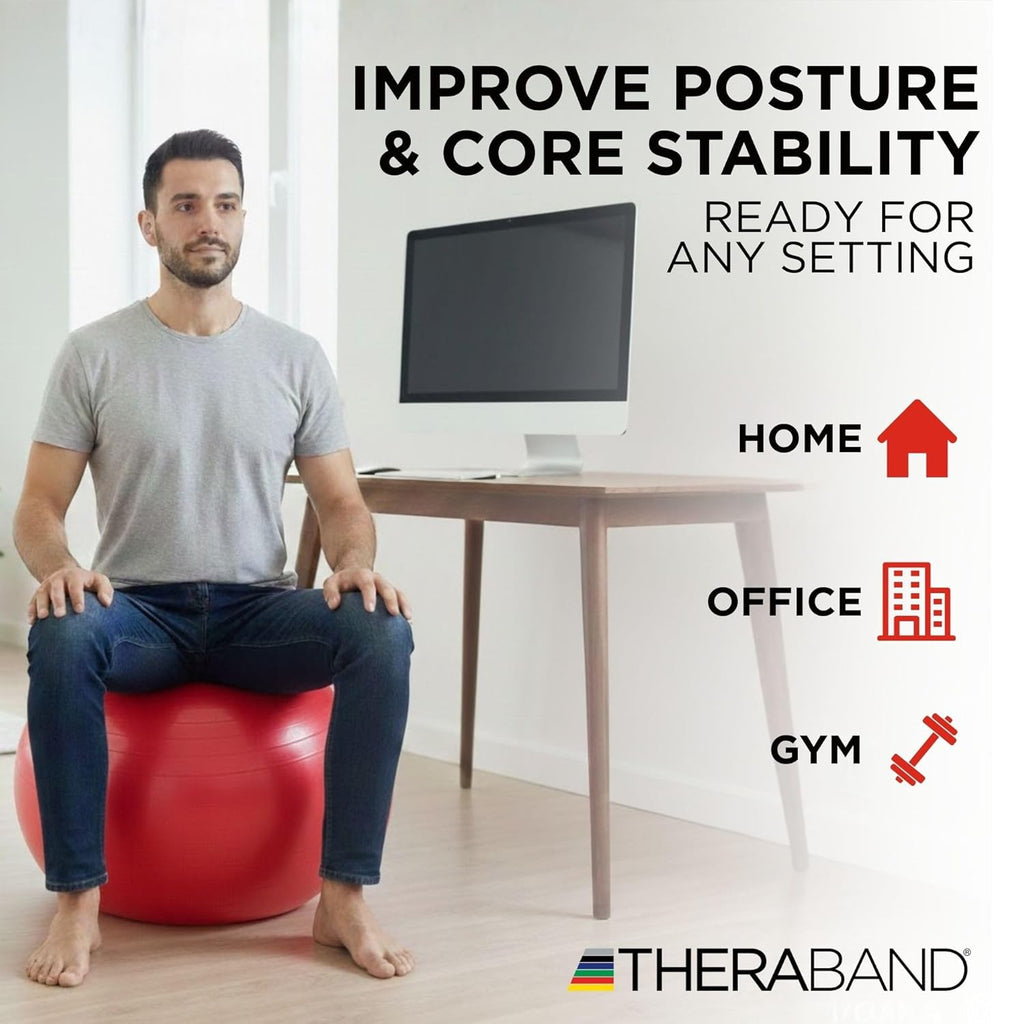 TheraBand Exercise Ball - 55 cm Stability Ball for Posture, Balance & Core | Red for 5'1" to 5'6" Athletes