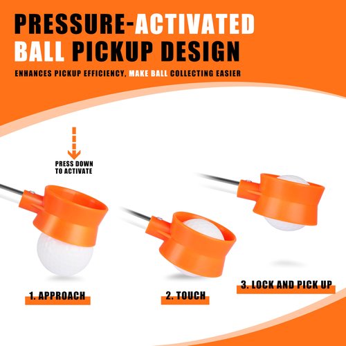 BIRDIEBLAST Golf Ball Retriever Telescopic, with Golf Ball Grabber for End of Putter, 9Ft/9.01Ft/12Ft/16.3Ft/20Ft Stainless Steel Golf Ball Retriever for Water(12FT)