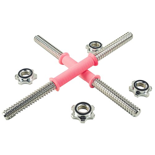 35cm/14.2 Inch Rowland Harbor Pink Threaded Dumbbell Durable Rubber Handles/Adjustable Dumbbell Bar Handles - Fit 1 inch Standard Weight Plate - Weightlifting Accessories - Sold in Pair