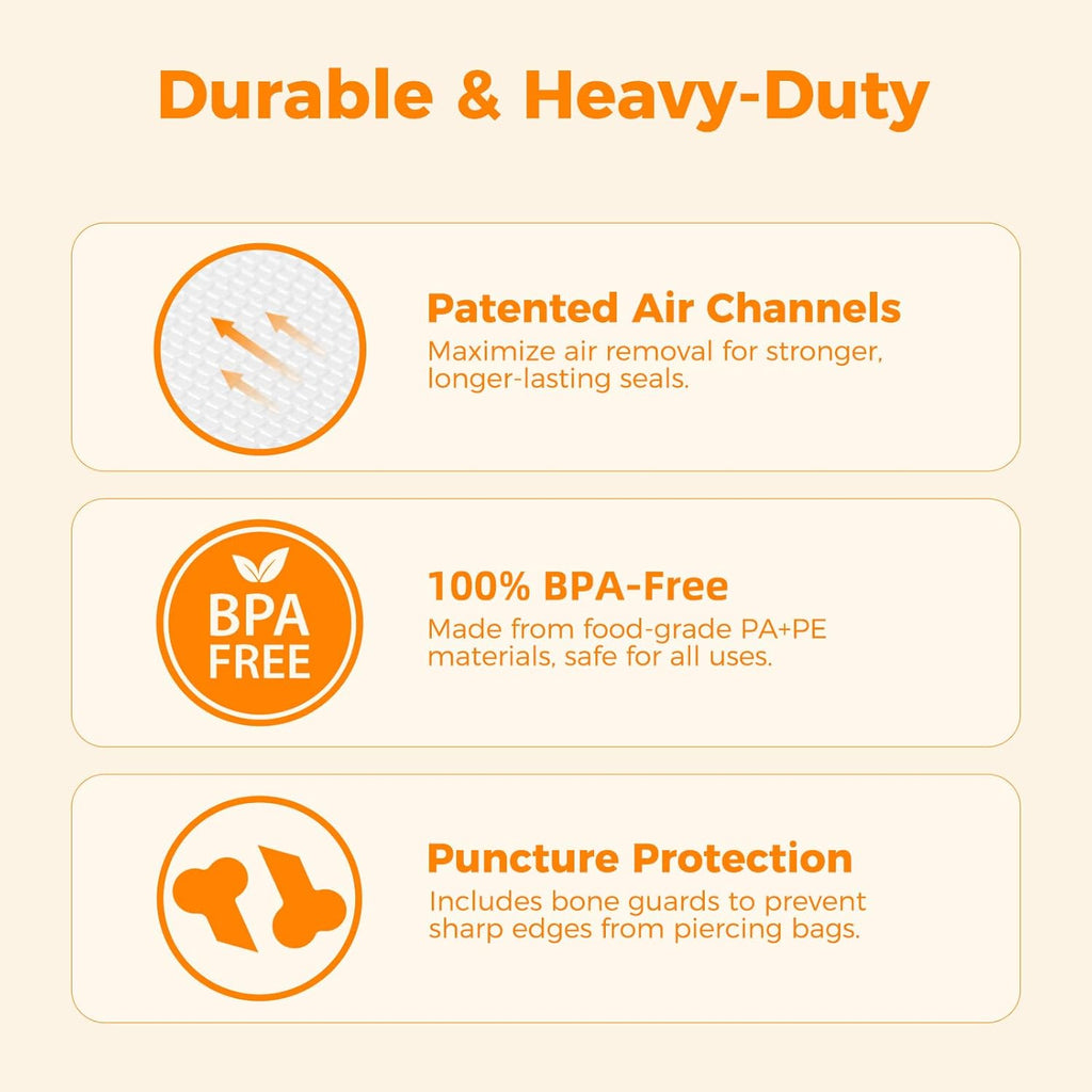 Wevac Vacuum Sealer Bags - Heavy Duty BPA-Free Rolls for Food Saver | 8x50 & 11x50 Sizes, 2-Pack