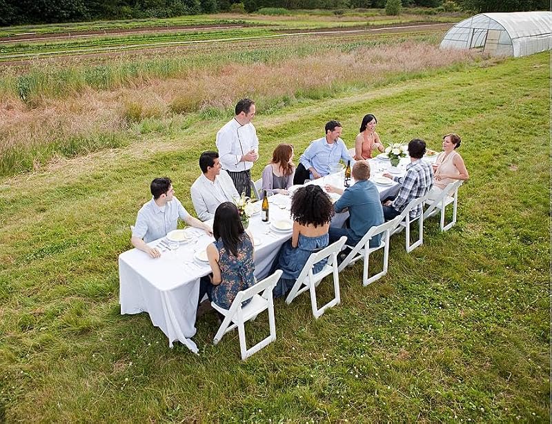 8ft Heavy Duty Foldable Plastic Banquet Table - No Assembly, Portable