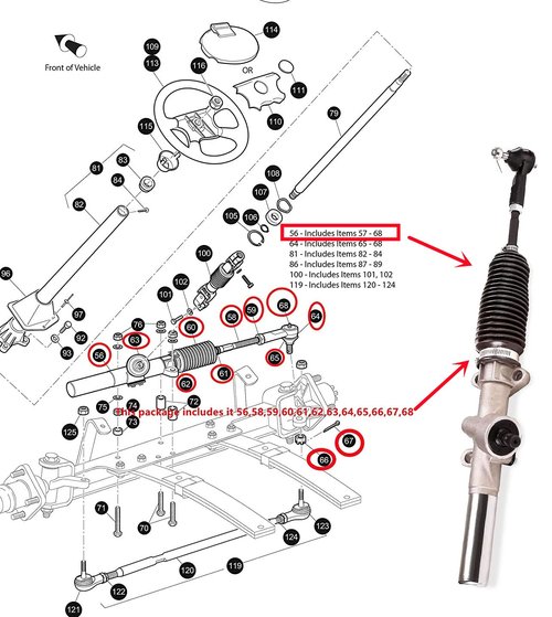 EZGO Golf Cart Steering Gear Box Assembly | Golf Cart Rack and Pinion for EZGO TXT 2001-Up Gas and Electric Golf Cart Replaces OEM # 70602G01, 70964G01, 70964G02