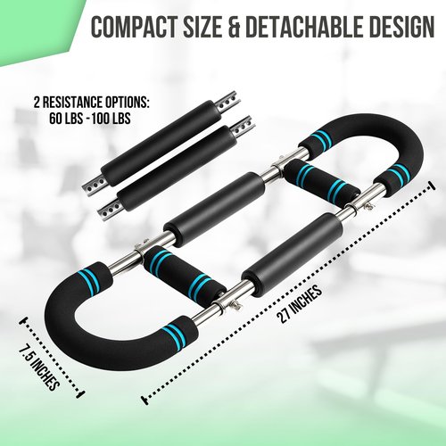 FitnessX Twister Arm Trainer, 60-100 LBS Chest Workout Equipment, Home Workout, Chest and Arm Trainer for Men, Chest Press Bar, Heavy-Duty Strength Training Equipment for Home Gym