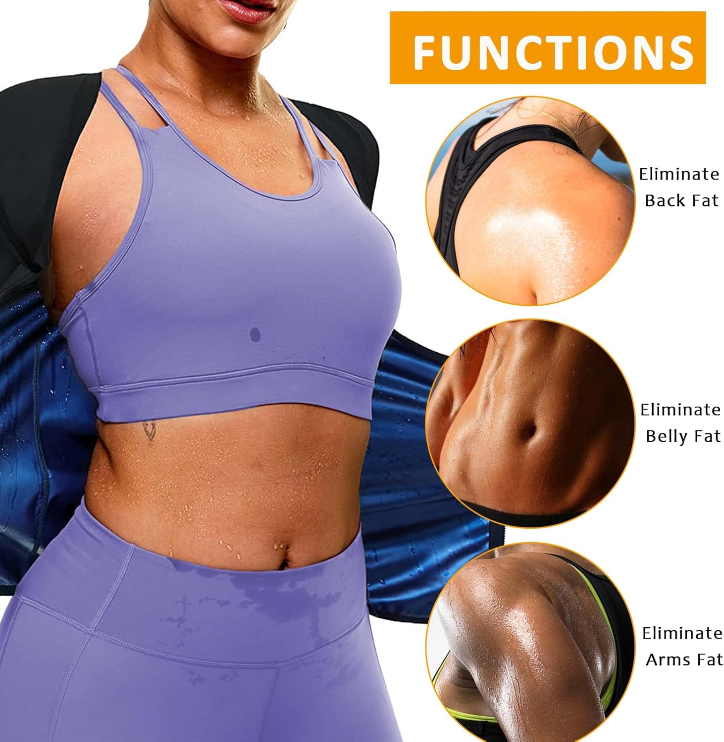 Skiennix Sauna Suit Shirt for Women - Weight Loss Compression Tank Top | Zippered Workout Vest