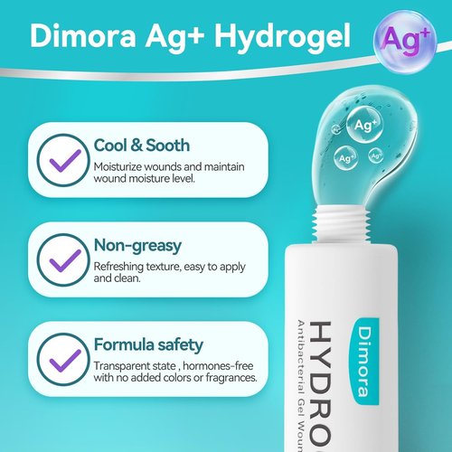 Dimora Antibacterial Gel Wound Dressing | 3 Packs of 3oz Silver Hydrogel for Soothing & Healing Cuts