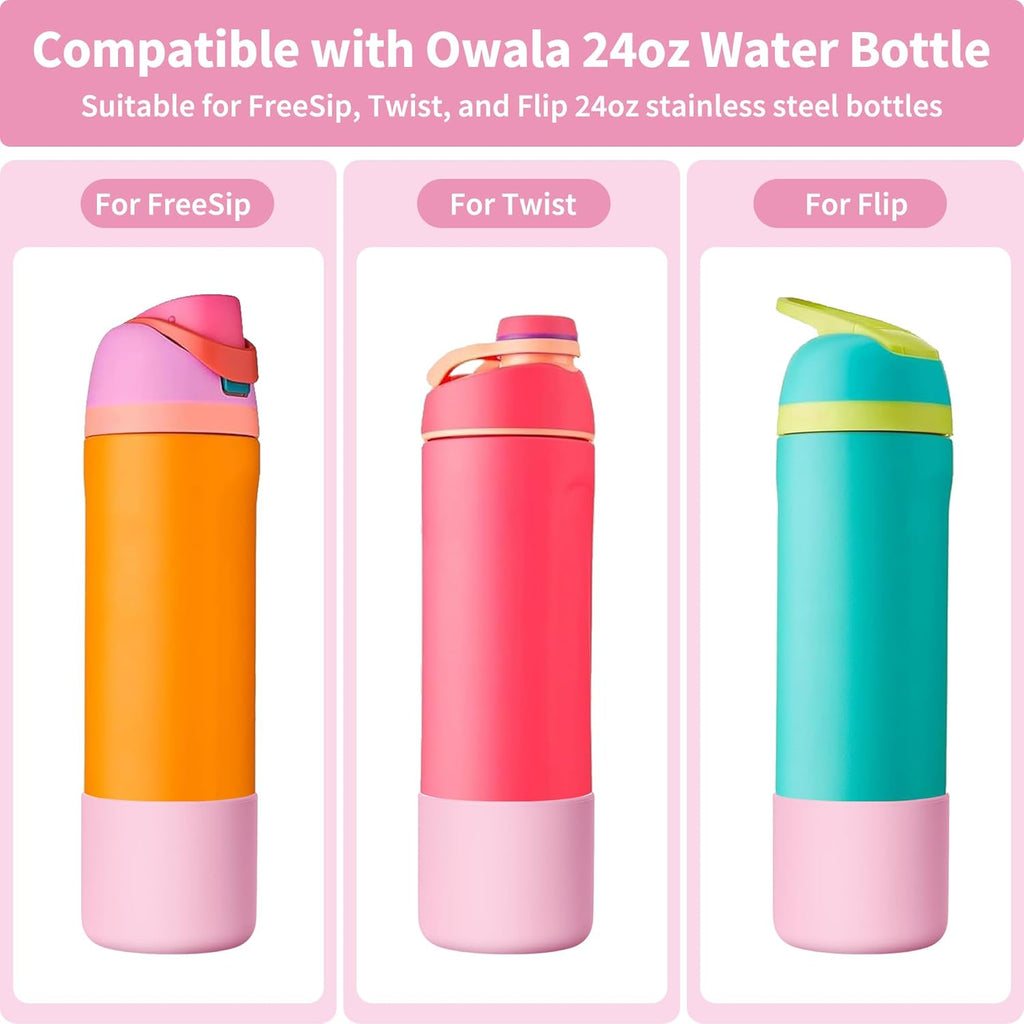 Owala Silicone Water Bottle Boot - Anti-Slip Protective Sleeve for 24 oz Stainless Steel Bottles | Pink