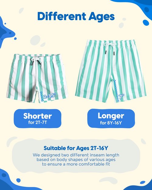 maamgic Boys Swim Trunks Toddler Swim Shorts Little Boys Bathing Suit Swimsuit Toddler Boy Swimwear,Stripe Greenwhite,2 T