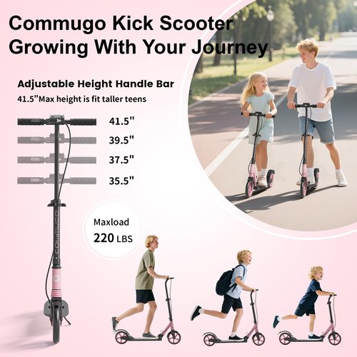 Kick Scooter with Dual Brakes for Kids Age 8+, Teens, Adults, Dual Suspension Foldable Lightweight Scooter with 8 Inch Big Wheels, Max Load 240 LBS Wide Deck