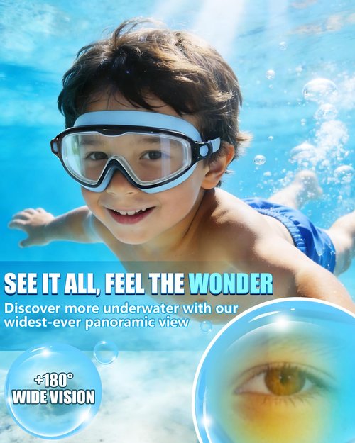 Aegend Swim Goggles for Kids | 2-Pack Wide Frame Anti-Fog & UV Protection - Clear Vision for Ages 3-14