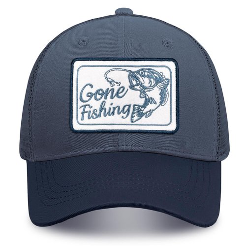 Fishing Gifts for Men Fishing Hat Embroidered Bass Fish Patch, Cotton, Blue, Trucker Hat
