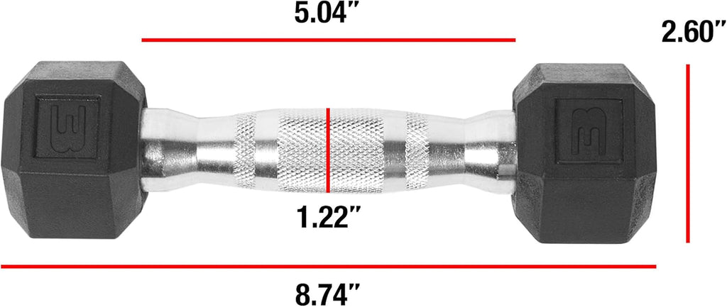 WF Athletic Supply Rubber Coated Dumbbells - Solid Steel Hex Weights for Muscle Toning | Home Gym Pair